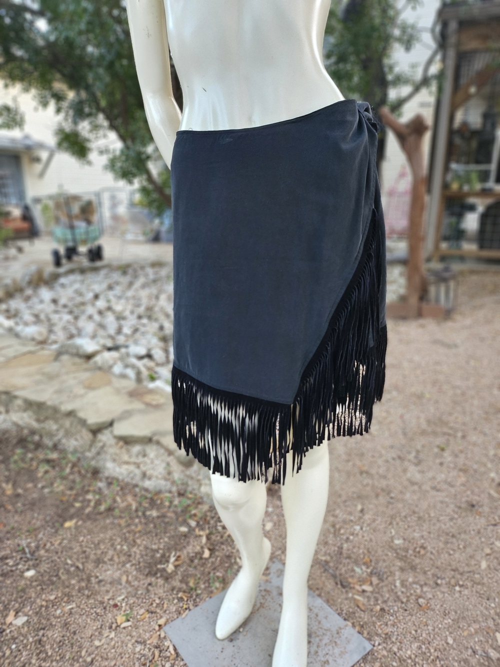 Adam Douglass Adrianna Papell 100% Silk Bohemian Western Flair Wrap Skirt 6